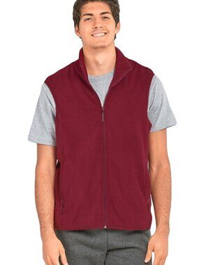 $12 SALE Men's Knocker Polar Fleece Full Zip Vest - Burgundy
